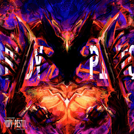 Digital bust portrait illustration of Mesa Heirloom from Warframe, inspired by femtanyl's single BODY THE PISTOL and it's associated cover art and thumbnails.