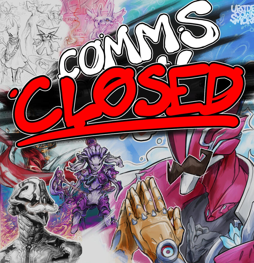 Art commission promo collage/drawing.